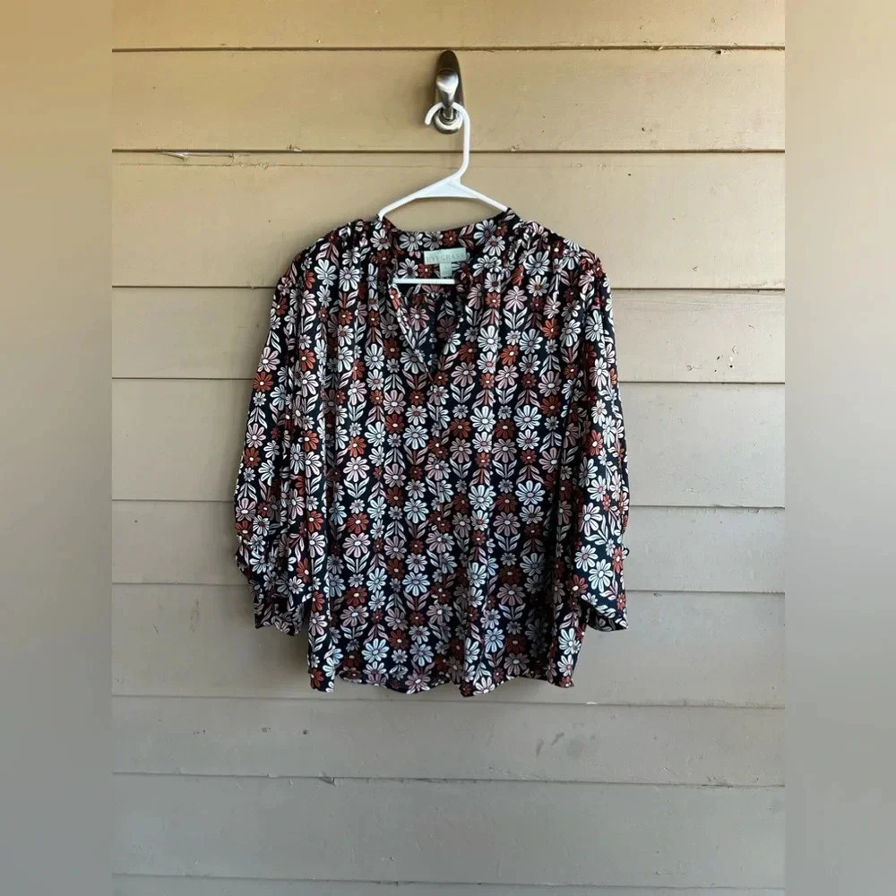 Ryegrass Business Causal Floral Oversized Blouse - Size Large